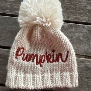 Cream Knit Pumpkin Pom-Pom Beanie for infants